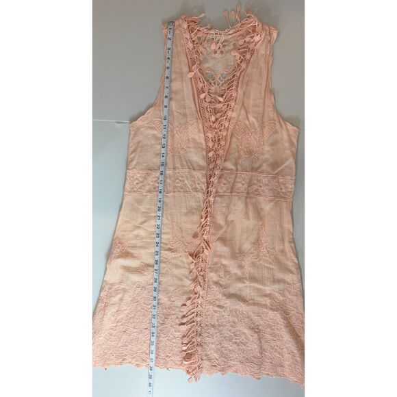 Cato Est. 1946 Women's Pink Boho Embroidered Longline Vest Cardigan Size M - Picture 8 of 9
